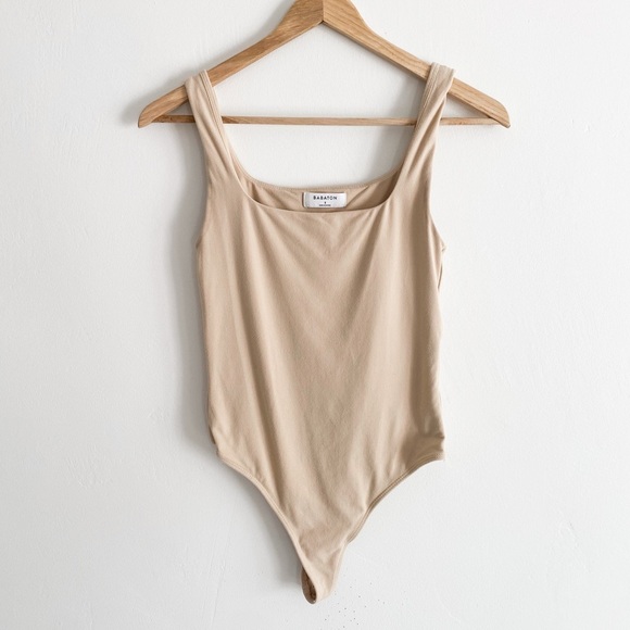 Aritzia Babaton Contour Squareneck Bodysuit, Soft Tan, Size Small - Picture 3 of 11